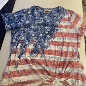 CJ Banks Blue Paisley Top